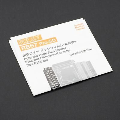 Mamiya RZ67 / RB67 Pro-SD Polaroid Pack Film Holder Instructions