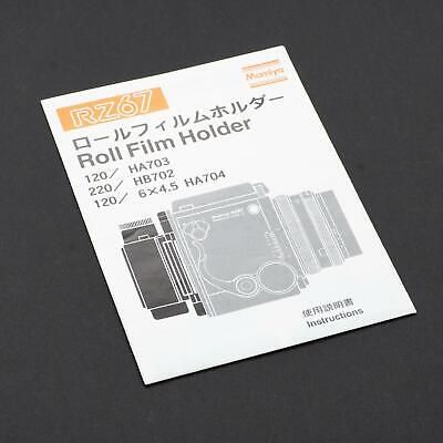 Mamiya RZ67 Roll Film Holder Instructions