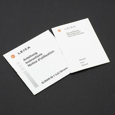 Leica Elmar-M 1:2.8/50mm Lens Instructions and Warranty Card