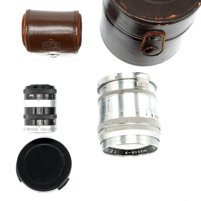 Nikon Nikkor-P.C 8.5cm f/2 Nippon Kogaku S-Mount Lens w/Viewfinder & Cases