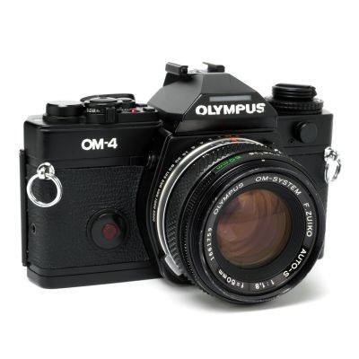 Olympus OM-4 SLR Film Camera Black w/F.Zuiko Auto-S 50mm f/1.8 Lens